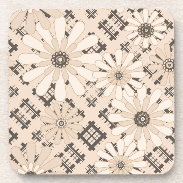 Seamless abstract modern checkered plaid floral be beverage coaster (Front)