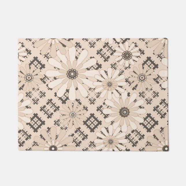 Seamless abstract modern checkered plaid floral be doormat (Front)