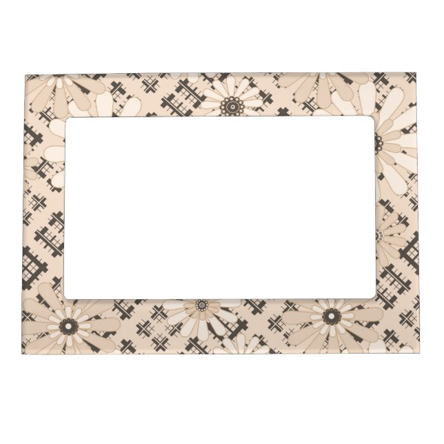 Seamless abstract modern checkered plaid floral be magnetic frame (Front)