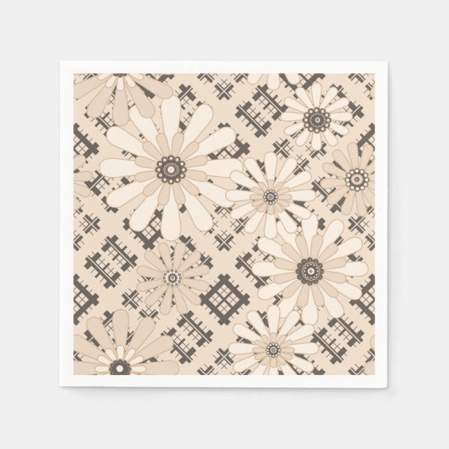 Seamless abstract modern checkered plaid floral be napkins (Front)