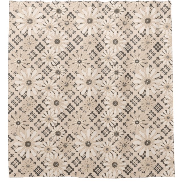 Seamless abstract modern checkered plaid floral be shower curtain (Front)