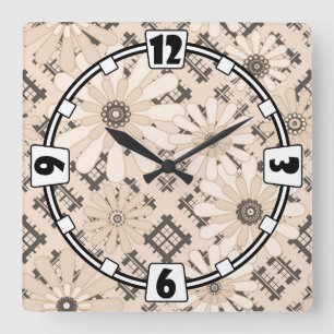 Seamless abstract modern checkered plaid floral be square wall clock