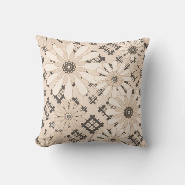 Seamless abstract modern checkered plaid floral be throw pillow (Front)
