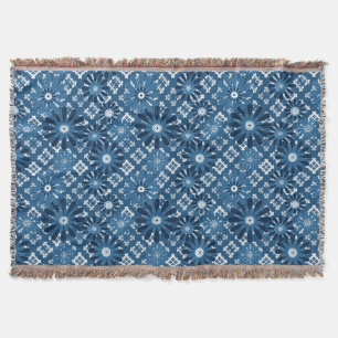 Seamless abstract modern checkered plaid floral bl throw blanket