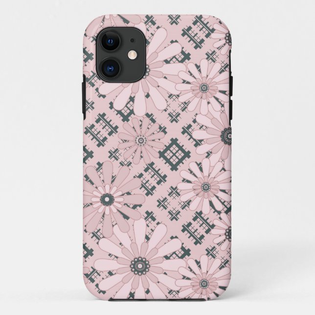 Seamless abstract modern checkered plaid floral Case-Mate iPhone case (Back)