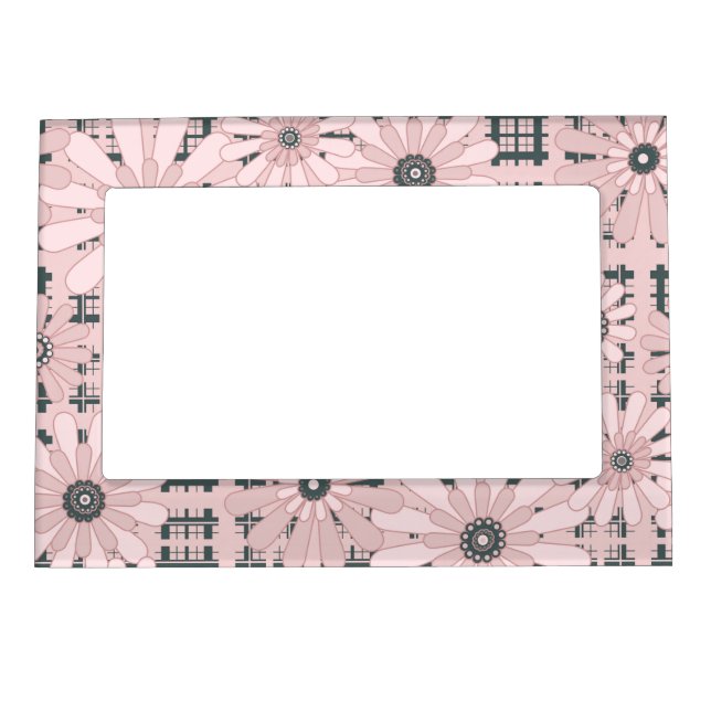 Seamless abstract modern checkered plaid floral pi magnetic frame (Front)