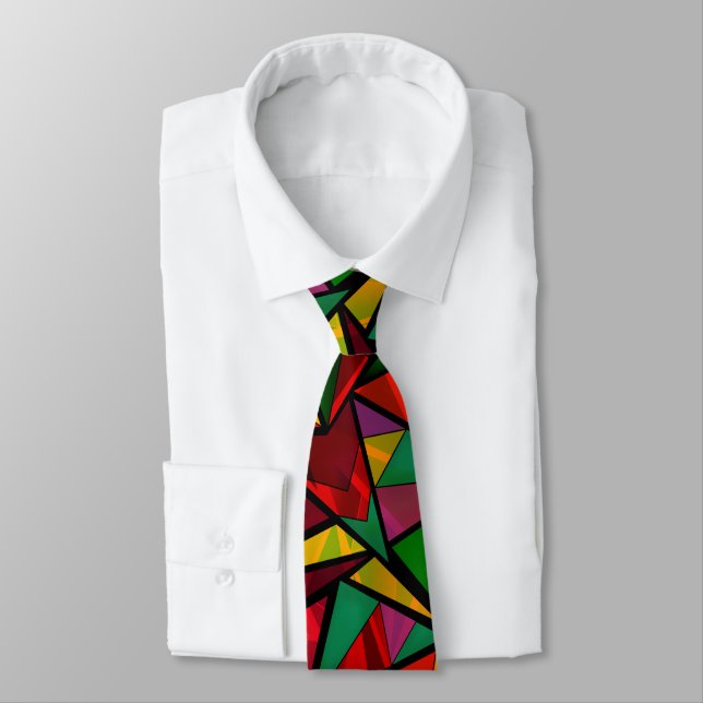 Seamless abstract modern geometrical shapes triang neck tie (Tied)