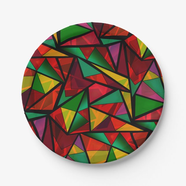Seamless abstract modern geometrical shapes triang paper plates (Front)