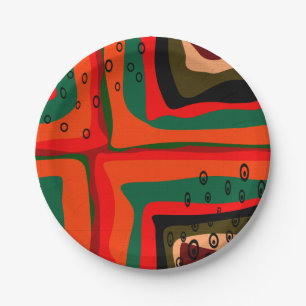 Seamless abstract modern retro colors pattern oran paper plates