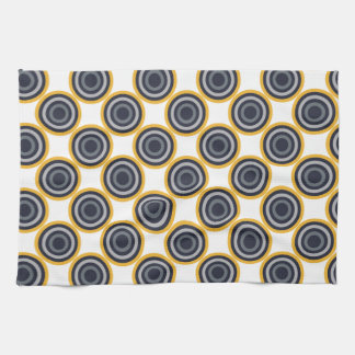 Seamless Abstract Navy Blue, Gray,Yellow Circles Kitchen Towel