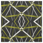 Seamless Abstract Olive  and White Lines On Black Fabric