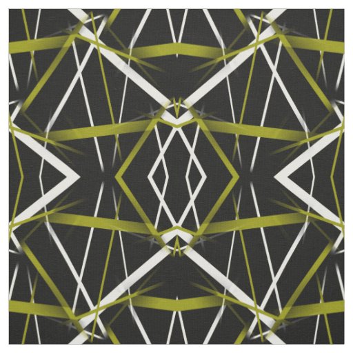 Seamless Abstract Olive  and White Lines On Black Fabric