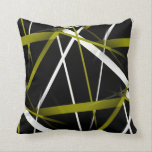 Seamless Abstract Olive  and White Lines On Black Throw Pillow<br><div class="desc">Seamless Abstract Olive Green and White Lines On Black Background Pattern is an original nonsymmetrical design of intersecting and overlapping lines. A retro modern geo pattern which is clean elegant and artistic and ideal to gift to oldschool 70s and 80s throwbacks! ABOUT THE ART ©‎ ‎Original Design ‎12 ‎January ‎2015,...</div>
