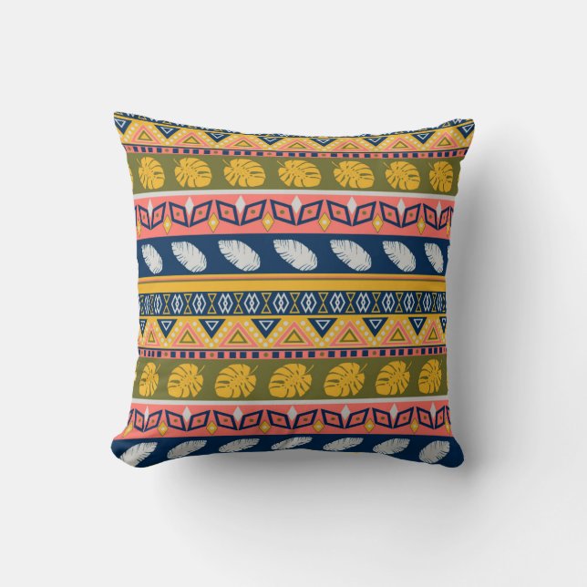 Seamless abstract ornamental african ethno traditi throw pillow (Front)