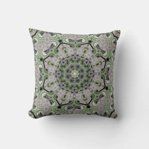 Seamless abstract ornamental gray green black deco throw pillow