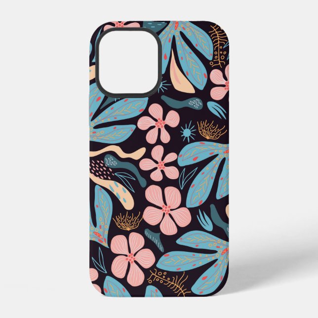 Seamless abstract pattern, floral motif, dark back iphone case (Back)