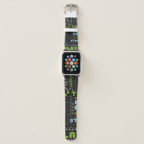 seamless abstract pattern in pixel game style Wit Apple Watch Band