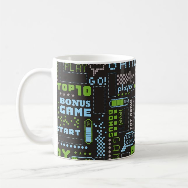 seamless abstract pattern in pixel game style. Wit Coffee Mug (Left)