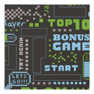 seamless abstract pattern in pixel game style. Wit Faux Canvas Print