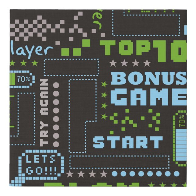 seamless abstract pattern in pixel game style. Wit Faux Canvas Print (Front)