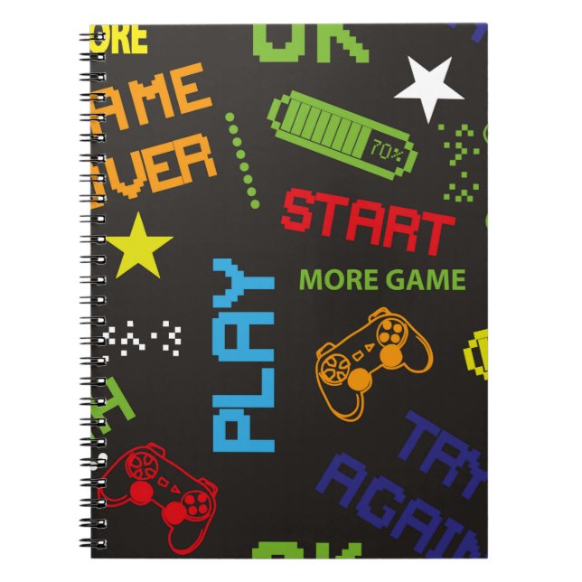 seamless abstract pattern in pixel game style. Wit Notebook (Front)