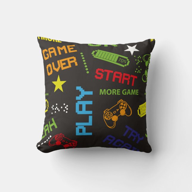 seamless abstract pattern in pixel game style. Wit Throw Pillow (Front)