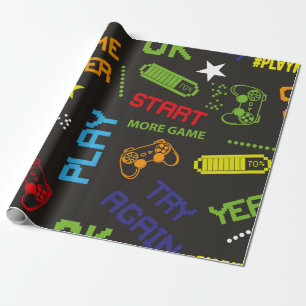 seamless abstract pattern in pixel game style. Wit Wrapping Paper