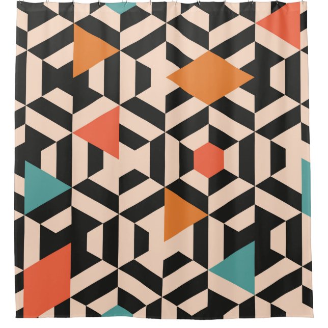 Seamless abstract pattern of geometric shapes. Geo Shower Curtain (Front)