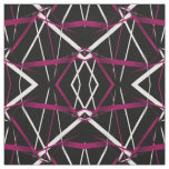 Seamless Abstract Pink and White Lines On Black Ba Fabric