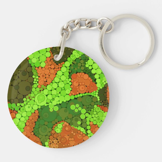Seamless abstract pointillism dots circles green b keychain (Back)