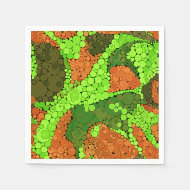 Seamless abstract pointillism dots circles green b napkins (Front)