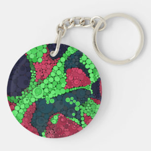 Seamless abstract pointillism dots circles green r keychain