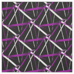 Seamless Abstract Purple and White Lines On Black Fabric