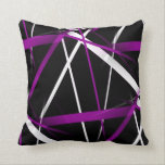 Seamless Abstract Purple and White Lines On Black Throw Pillow<br><div class="desc">Seamless Abstract Purple and White Lines On Black Background Pattern is an original nonsymmetrical design of intersecting and overlapping lines. A retro modern geo pattern which is clean elegant and artistic and ideal to gift to oldschool 70s and 80s throwbacks! ABOUT THE ART ©‎ ‎Original Design ‎12 ‎January ‎2015, ‏‎18:20:39...</div>