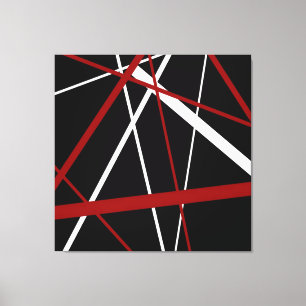 Seamless Abstract Red and White Lines On Black Bac Canvas Print