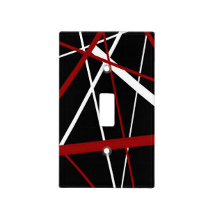 Seamless Abstract Red and White Lines On Black Bac Light Switch Cover