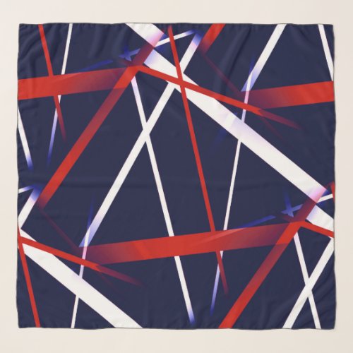 Seamless Abstract Red and White Stripes on A Blue Scarf