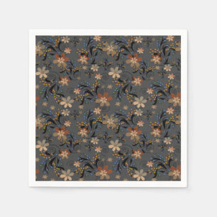Seamless abstract retro beige flowers gray backgro napkins