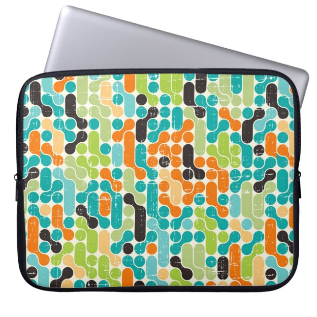 Seamless abstract retro geometric pattern laptop sleeve (Front)