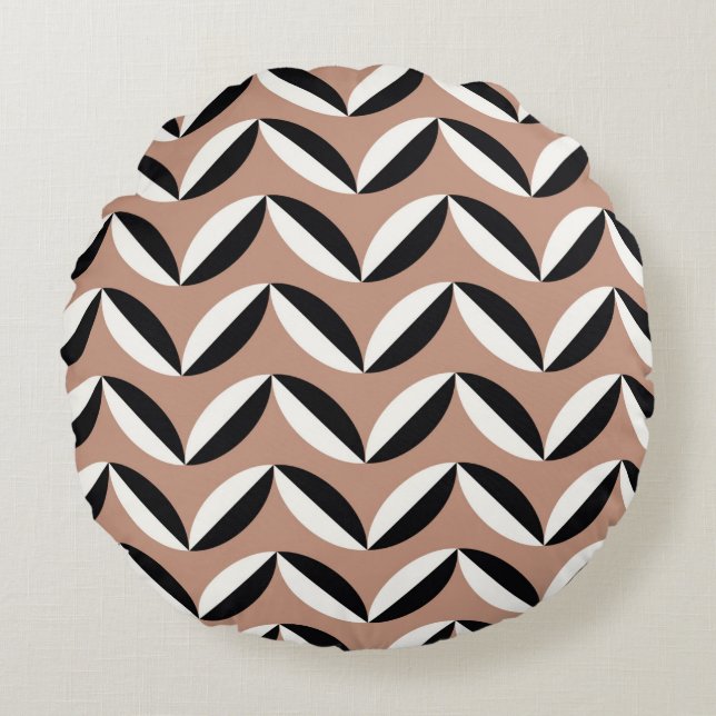 Seamless abstract retro geometric pattern round pillow (Front)