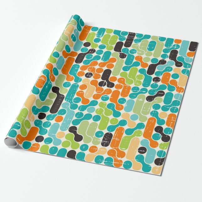 Seamless abstract retro geometric pattern wrapping paper (Unrolled)