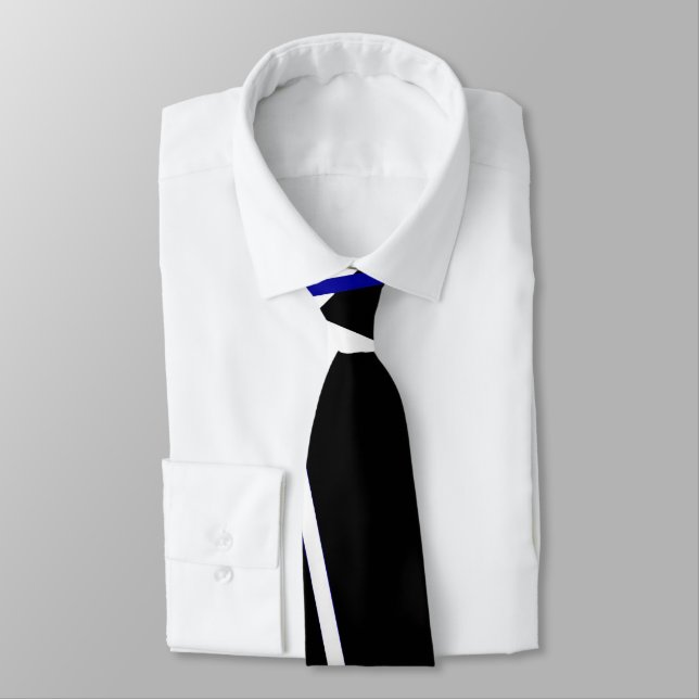 Seamless Abstract  Royal Blue and White Lines Neck Tie (Tied)