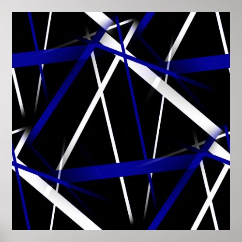 Seamless Abstract  Royal Blue and White Lines Poster