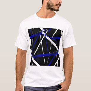 Seamless Abstract Royal Blue and White Lines T-Shirt