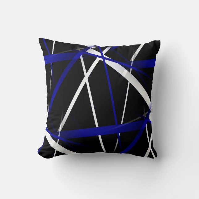 Seamless Abstract  Royal Blue and White Lines Throw Pillow (Front)
