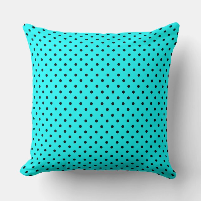 Seamless abstract simple black polka dots blue pat throw pillow (Front)