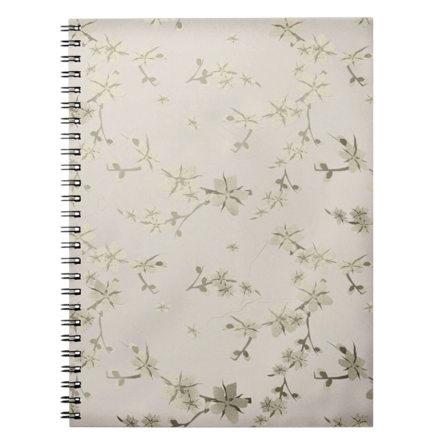 Seamless abstract small retro vintage beige flower notebook (Front)