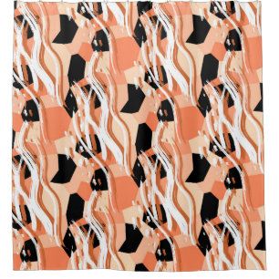 Seamless abstract trendy pattern with peach shower curtain