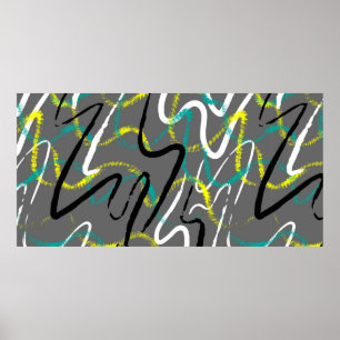 Seamless abstract urban backdrop with grunge wave poster