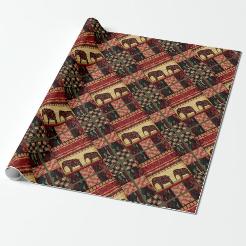 Seamless abstract vintage retro african indian ele wrapping paper